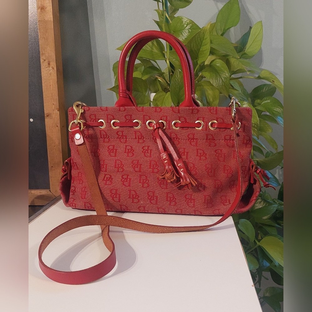 Dooney & Bourke Red Satchel with Gold Accents